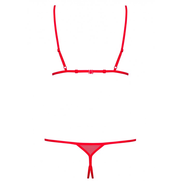 Красный эротический комплект бюст+трусики PLATINESA SET-red, Obsessive