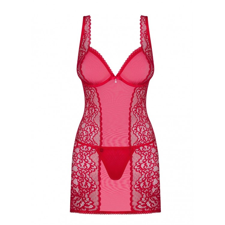 Красный эротический комплект сорочка и трусики ROUGEBELLE CHEMISE, Obsessive Красный эротический комплект сорочка и трусики ROUGEBELLE CHEMISE, Obsessive