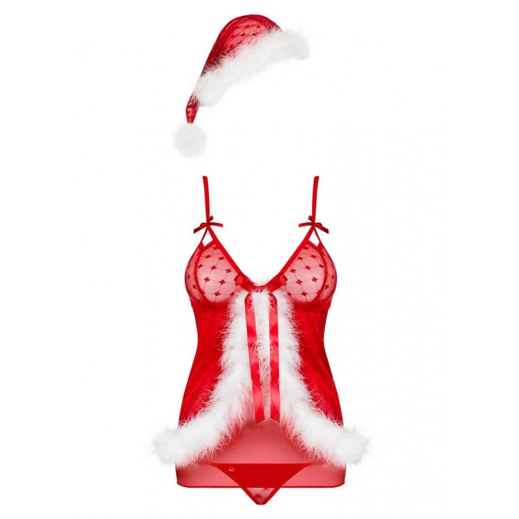 Новогодний эротический костюм SANTACUTIE BABYDOLL, Obsessive Новогодний эротический костюм SANTACUTIE BABYDOLL, Obsessive