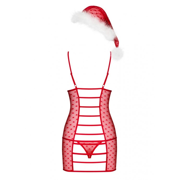 Новогодний эротический костюм SANTACUTIE CHEMISE, Obsessive Новогодний эротический костюм SANTACUTIE CHEMISE, Obsessive