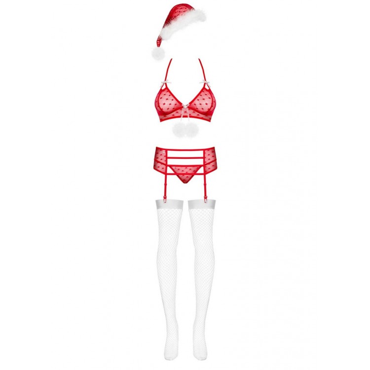 Новогодний эротический костюм SANTACUTIE SET, Obsessive Новогодний эротический костюм SANTACUTIE SET, Obsessive