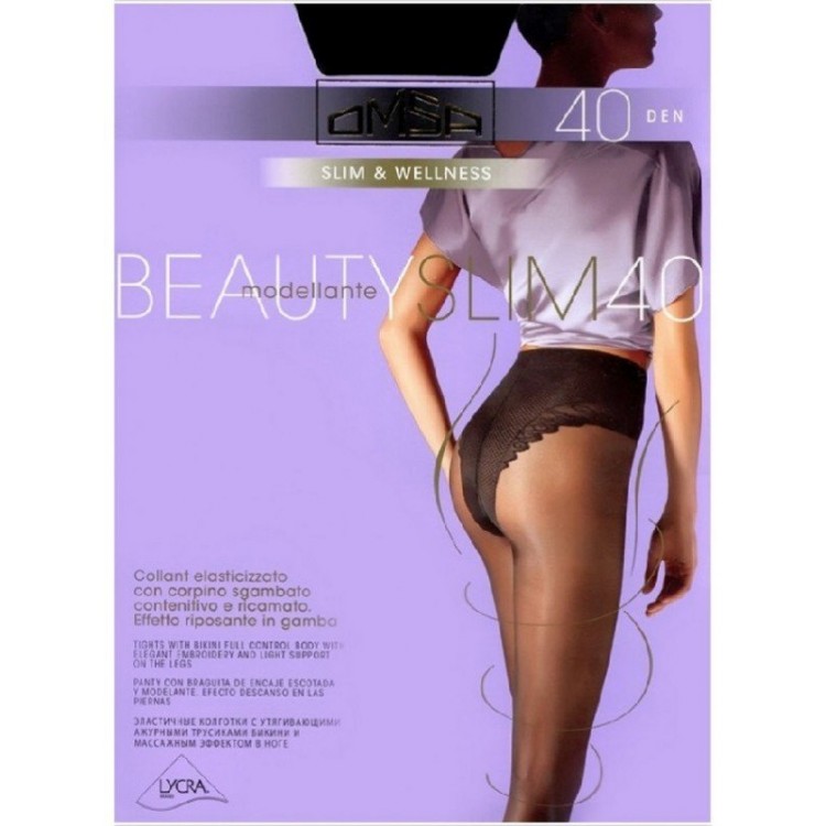 Колготки женские с ажурными трусиками Beautyslim 40 - caramello, Omsa