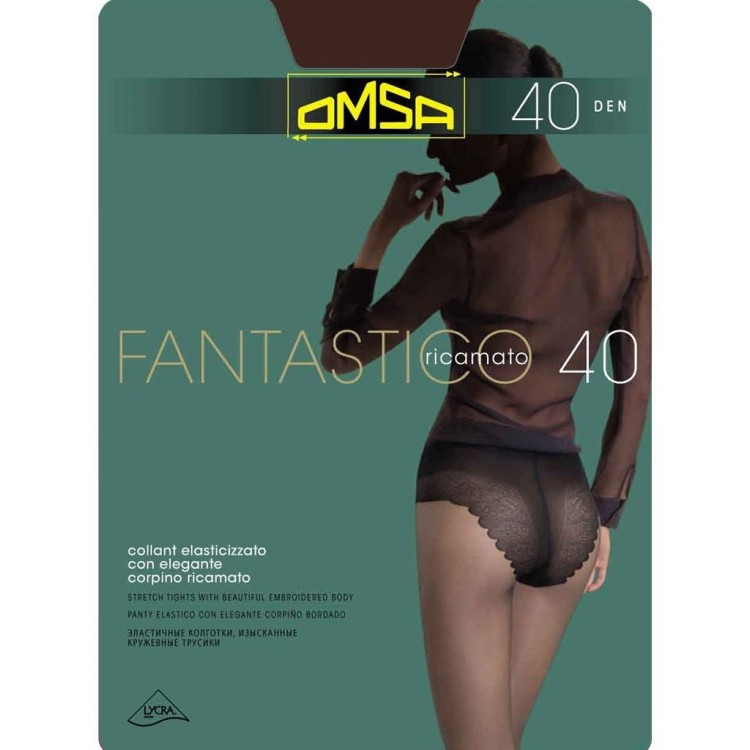 Колготки женские с ажурными трусиками Fantastico 40 - caramello, Omsa