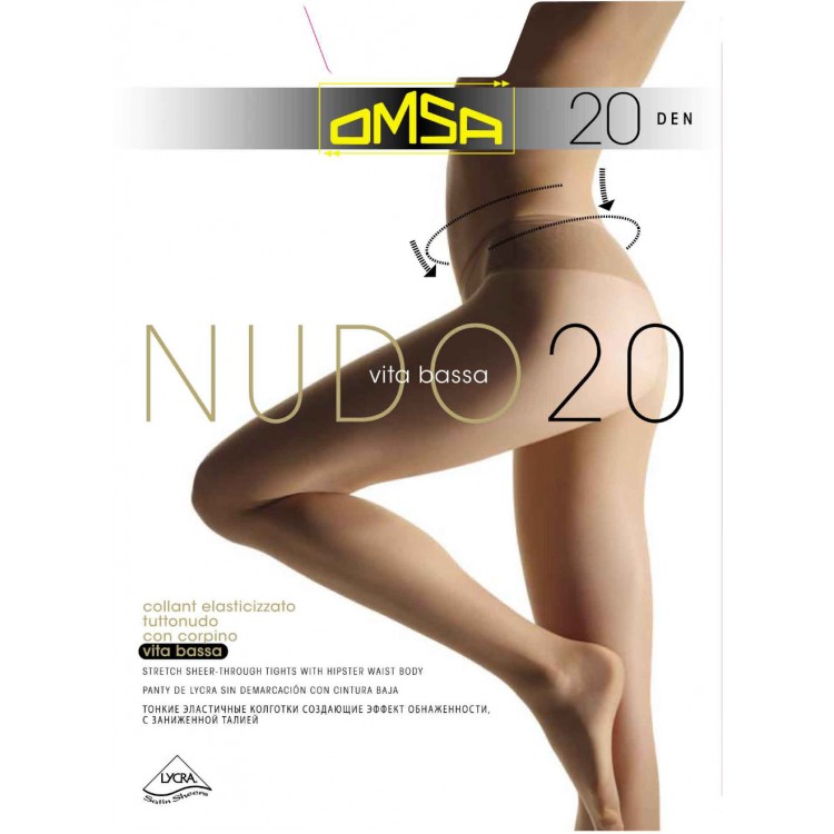 Колготки женские эластичные Nudo 20 Vita Bassa - beige naturel, Omsa