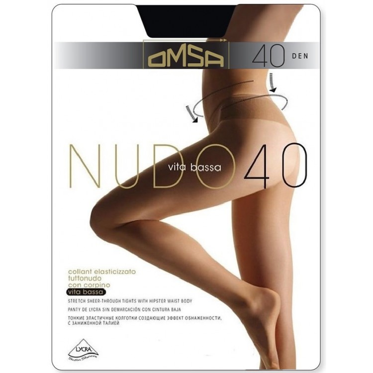 Колготки женские эластичные Nudo 40 Vita Bassa - nero, Omsa