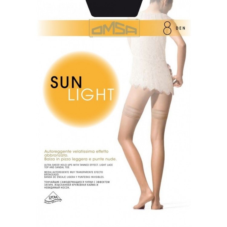 Женские тонкие чулки на силиконе Sun Light 8 - beige Naturel, Omsa