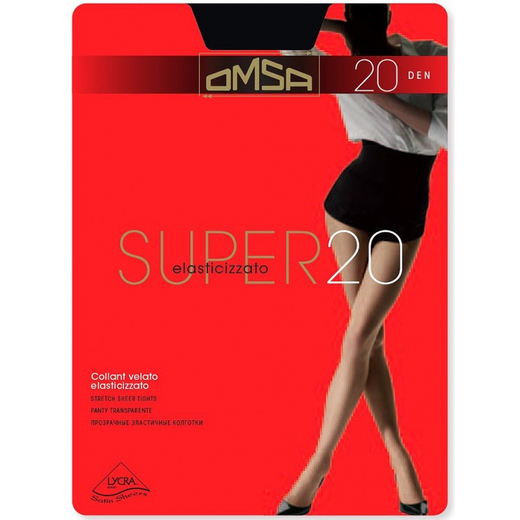 Колготки женские эластичные Super 20 XL - nero, Omsa