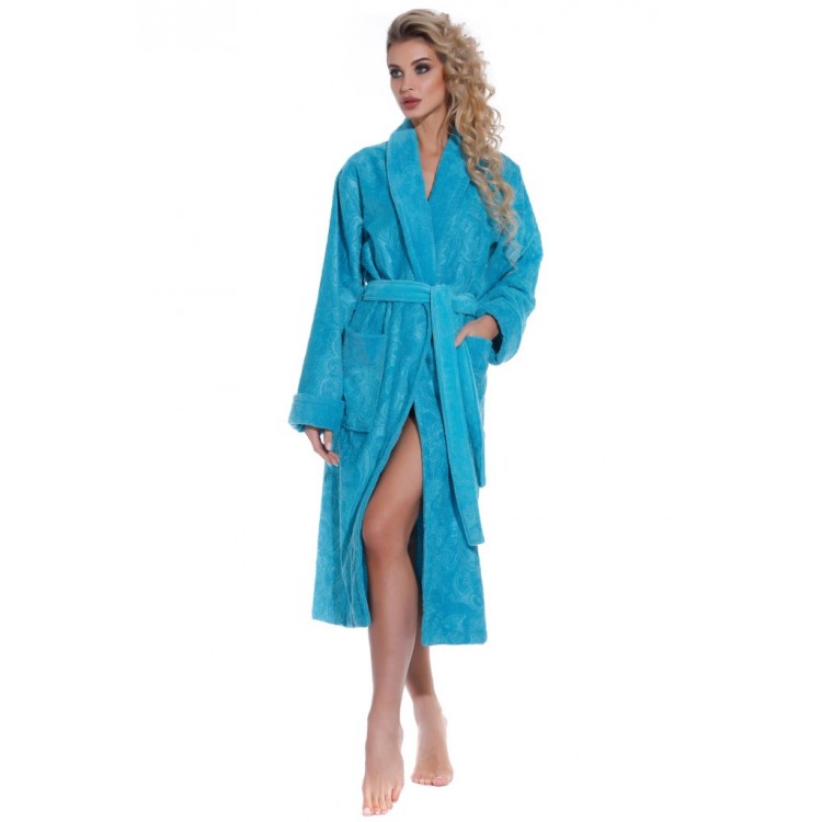 Женский халат из облегченной махры 8002 Grace turquoise, POLENTS