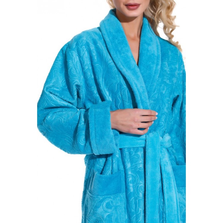 Женский халат из облегченной махры 8002 Grace turquoise, POLENTS