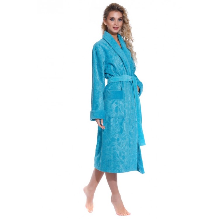 Женский халат из облегченной махры 8002 Grace turquoise, POLENTS