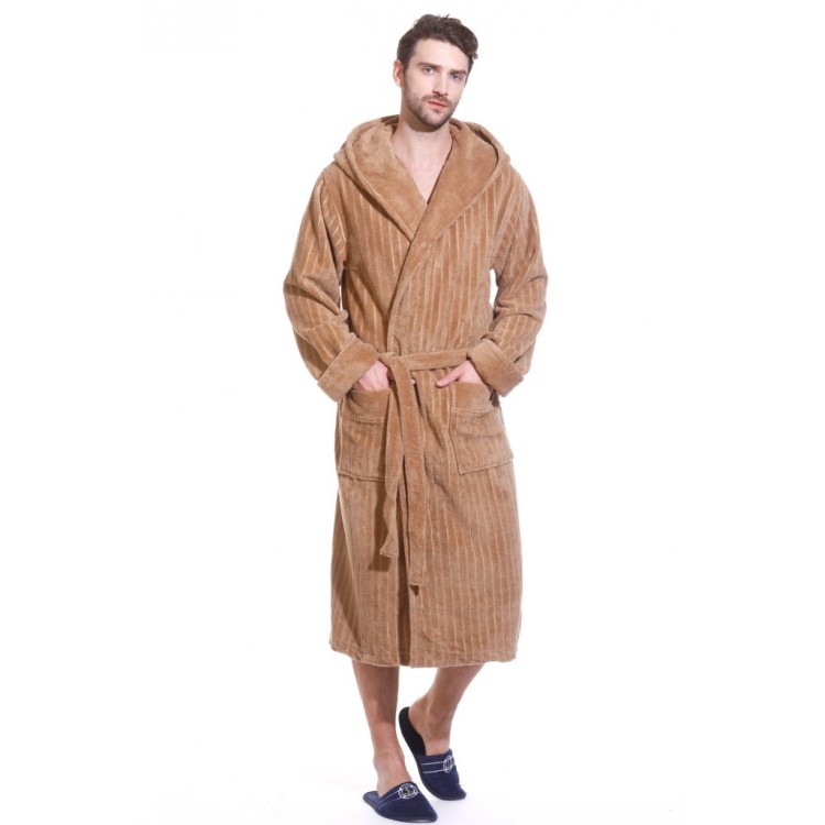 Мужской махровый халат из бамбука 8807 Soho Sport Club beige, POLENTS