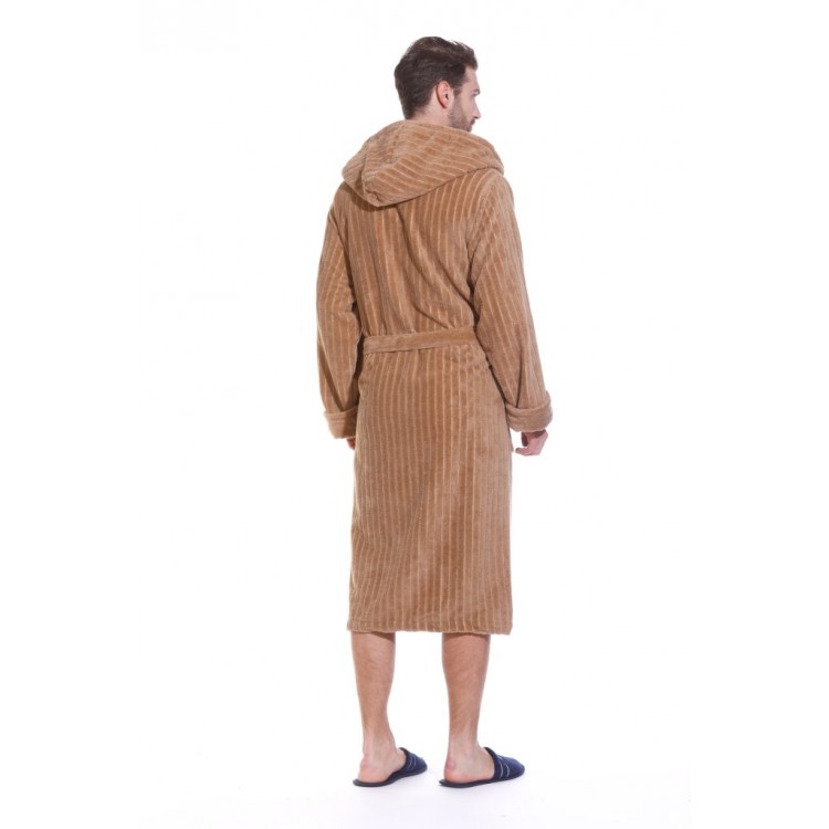 Мужской махровый халат из бамбука 8807 Soho Sport Club beige, POLENTS