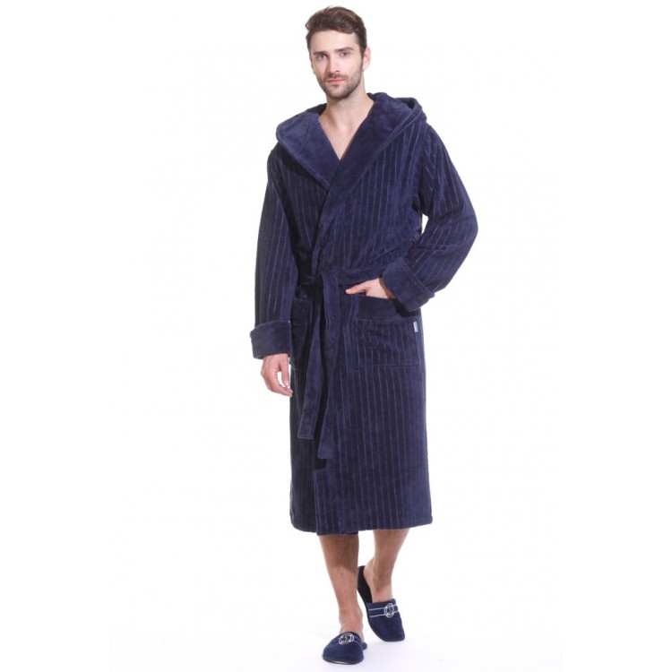Мужской махровый халат из бамбука 8807 Soho Sport Club smoky blue, POLENTS