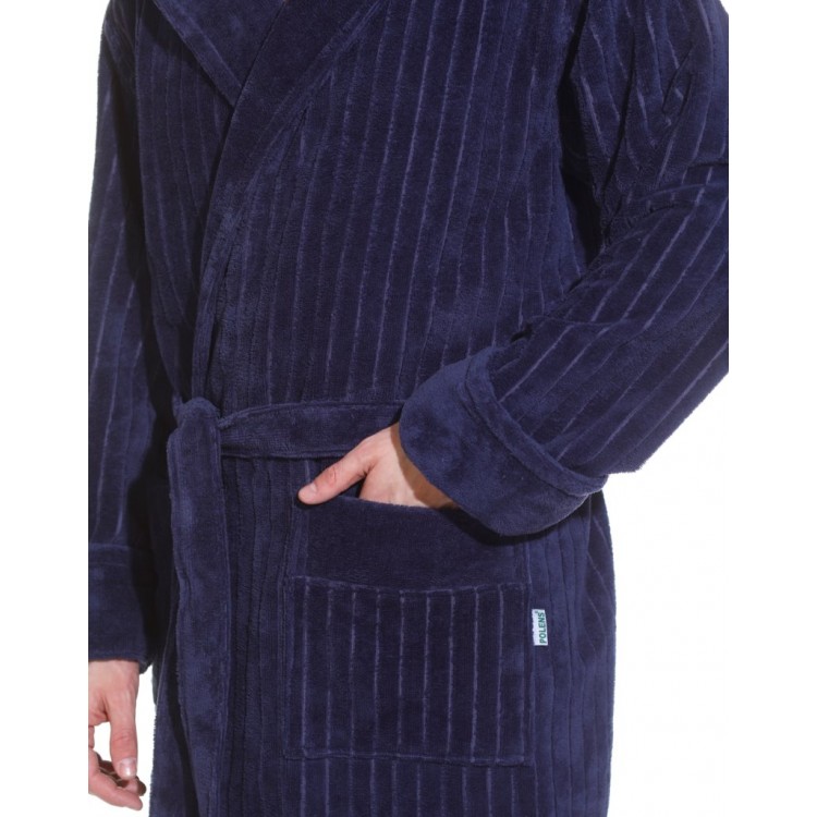 Мужской махровый халат из бамбука 8807 Soho Sport Club smoky blue, POLENTS