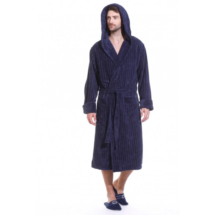 Мужской махровый халат из бамбука 8807 Soho Sport Club smoky blue, POLENTS