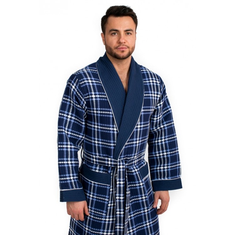 Мужской вафельный халат 10020 blue Style, POLENTS