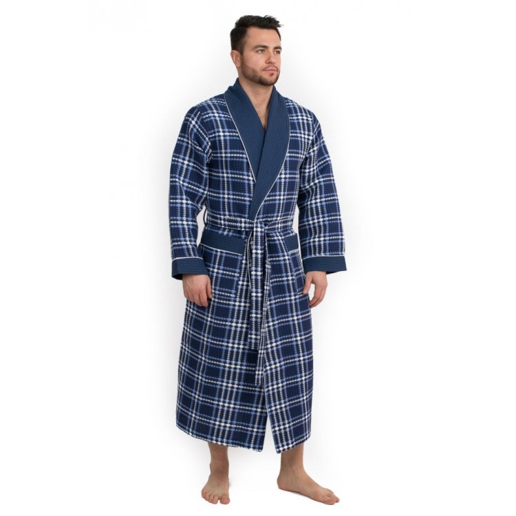 Мужской вафельный халат 10020 blue Style, POLENTS
