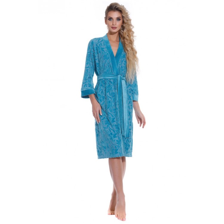Женский велюровый халат 8001 Brilliancy turquoise, POLENTS