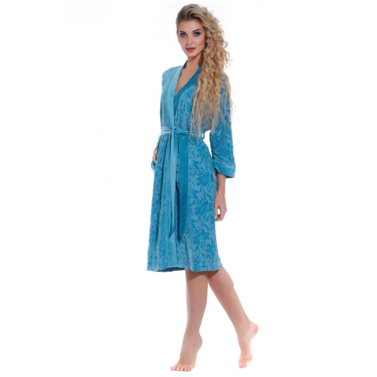 Женский велюровый халат 8001 Brilliancy turquoise, POLENTS