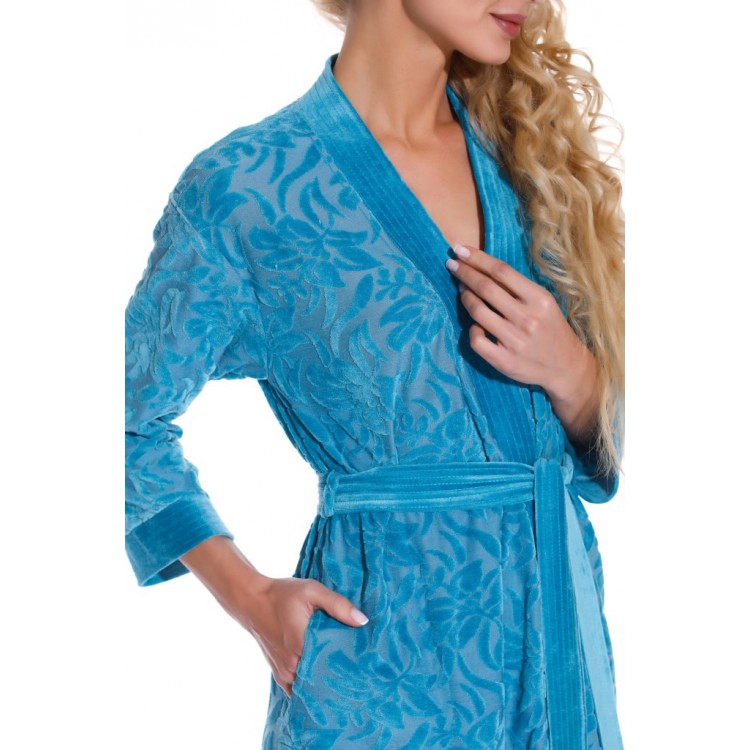 Женский велюровый халат 8001 Brilliancy turquoise, POLENTS
