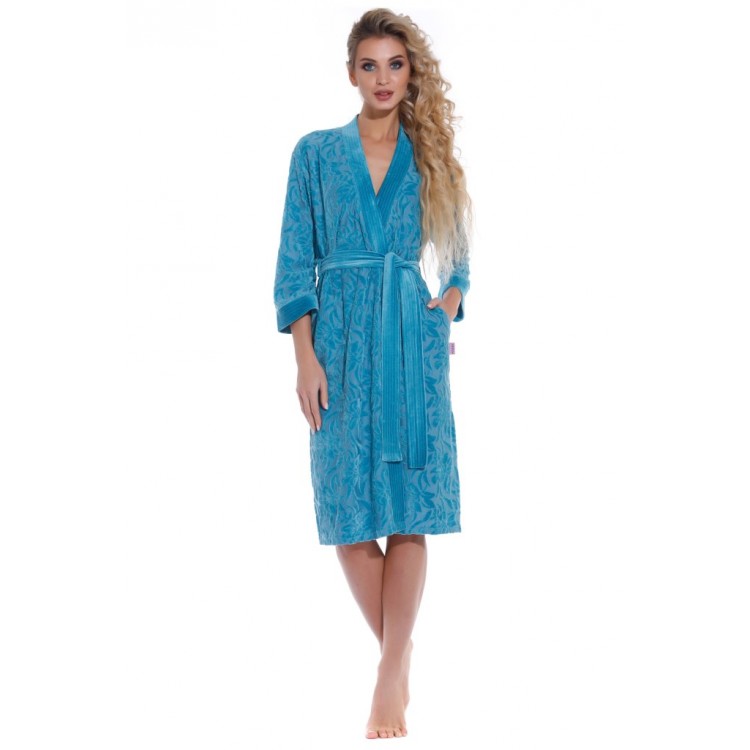 Женский велюровый халат 8001 Brilliancy turquoise, POLENTS