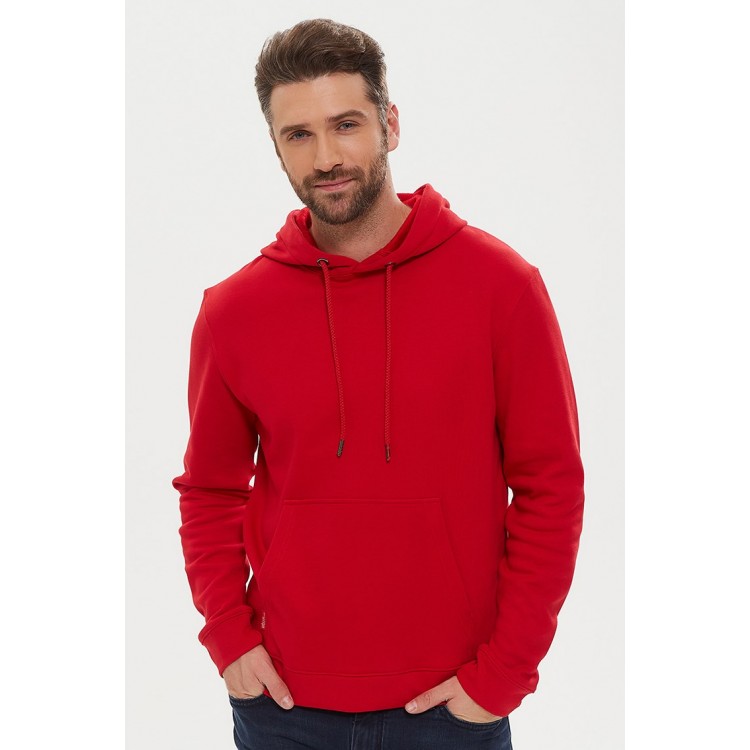Худи мужское с капюшоном 1543 Lucky Man red, PECHE MONNAIE