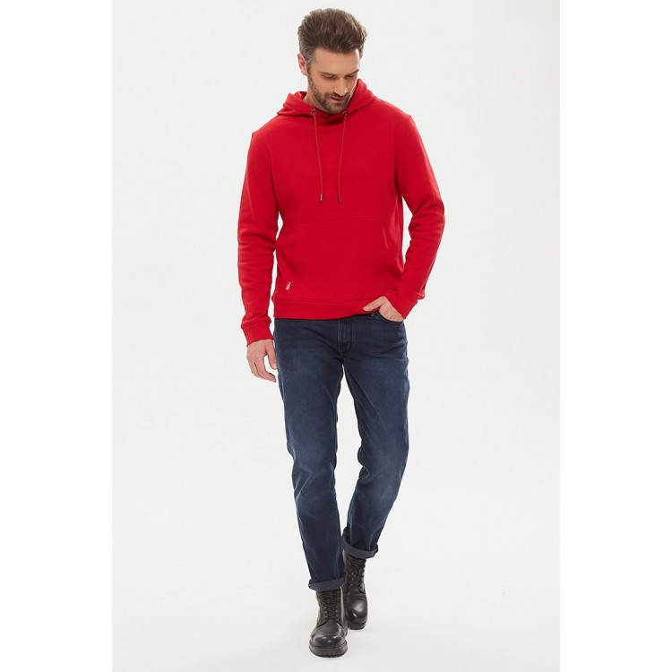 Худи мужское с капюшоном 1543 Lucky Man red, PECHE MONNAIE