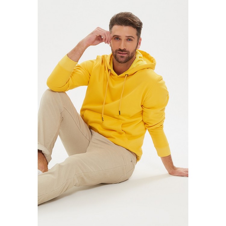 Худи мужское с капюшоном 1543 Lucky Man yellow, PECHE MONNAIE