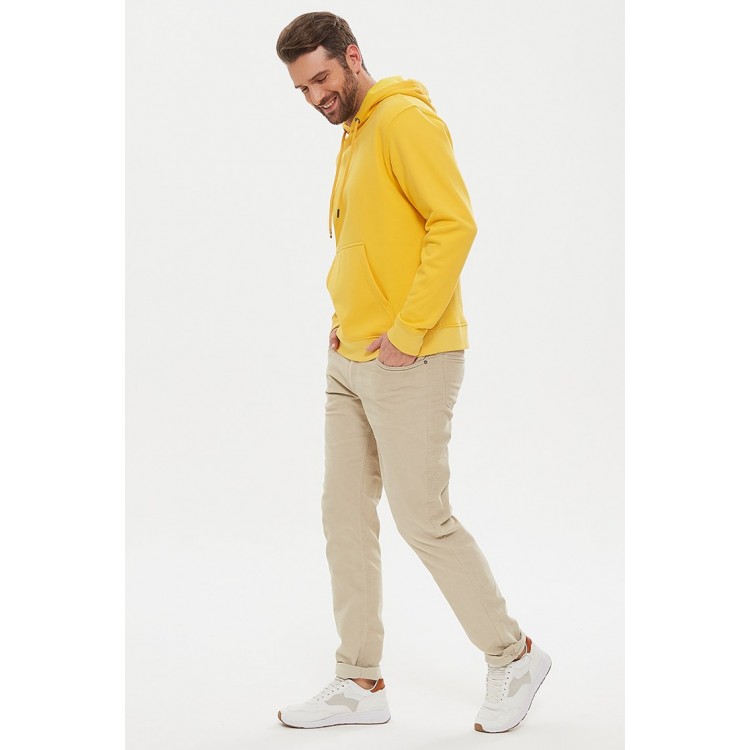 Худи мужское с капюшоном 1543 Lucky Man yellow, PECHE MONNAIE