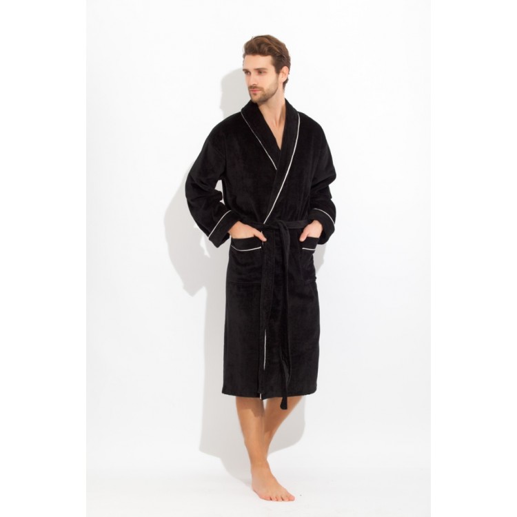 Черный мужской махровый халат 1588 black Elegant, Peche Monnaie