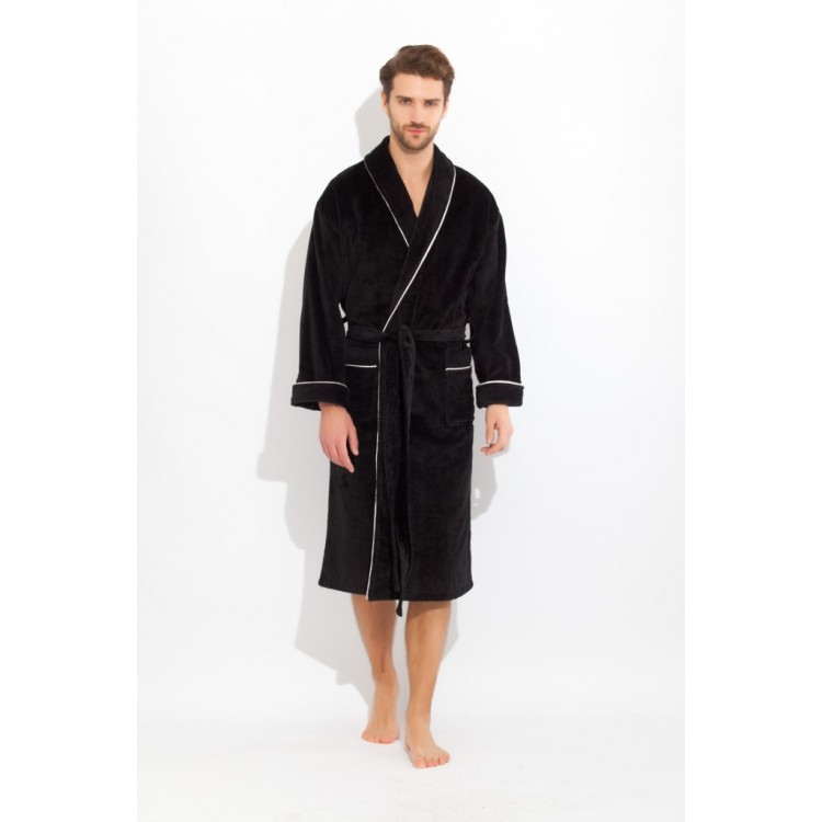 Черный мужской махровый халат 1588 black Elegant, Peche Monnaie