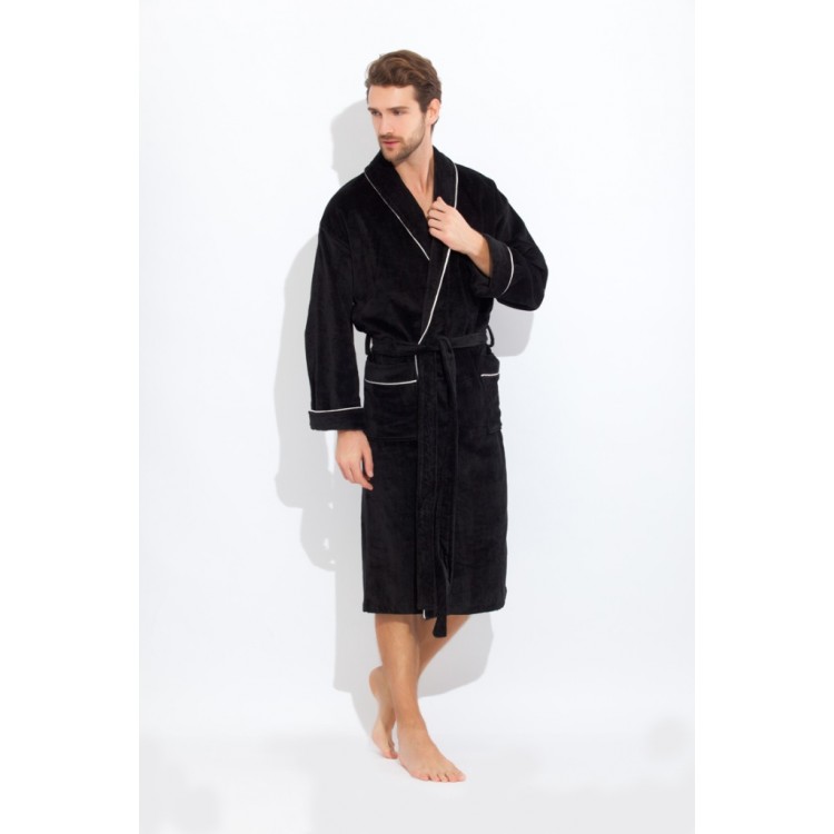 Черный мужской махровый халат 1588 black Elegant, Peche Monnaie