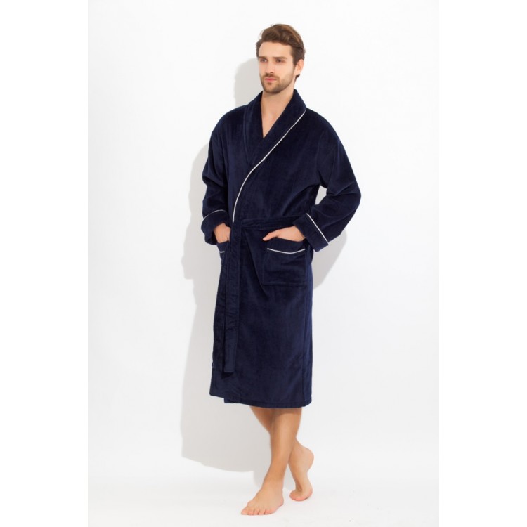 Черный мужской махровый халат 1588 blue Elegant, Peche Monnaie