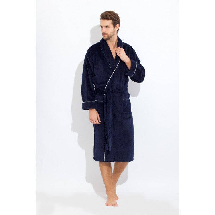 Черный мужской махровый халат 1588 blue Elegant, Peche Monnaie