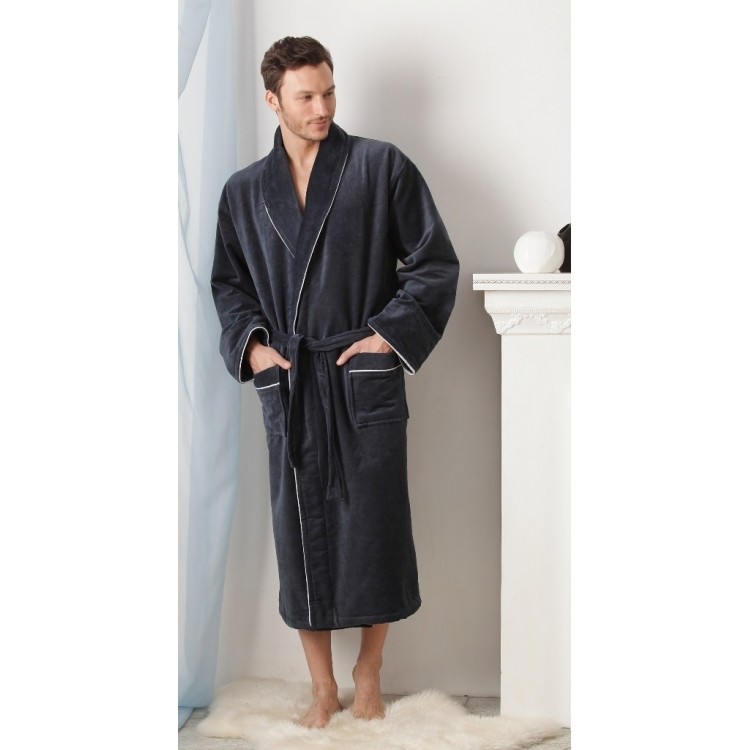 Мужской махровый халат 1588 dark gray Elegant, Peche Monnaie