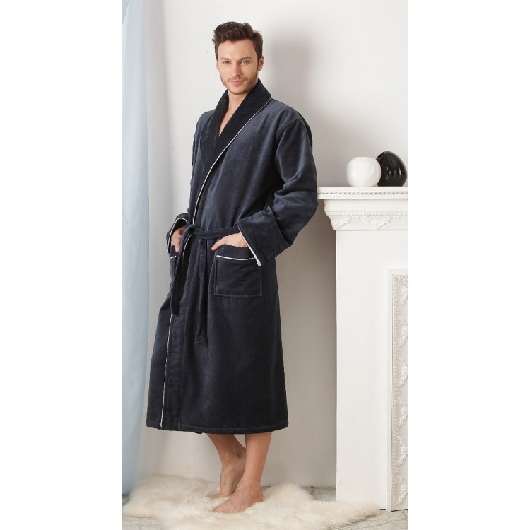 Мужской махровый халат 1588 dark gray Elegant, Peche Monnaie