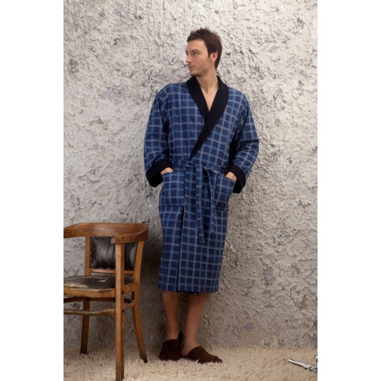 Синий мужской трикотажный халат 401 Europe Blue, Peche Monnaie