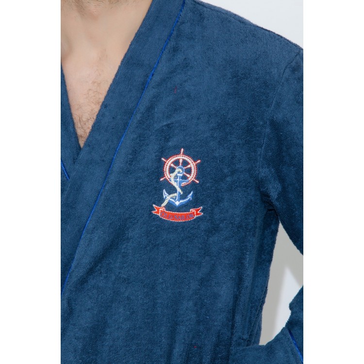 Мужской махровый халат из бамбука 405-jeans SEAMAN, Peche Monnaie 