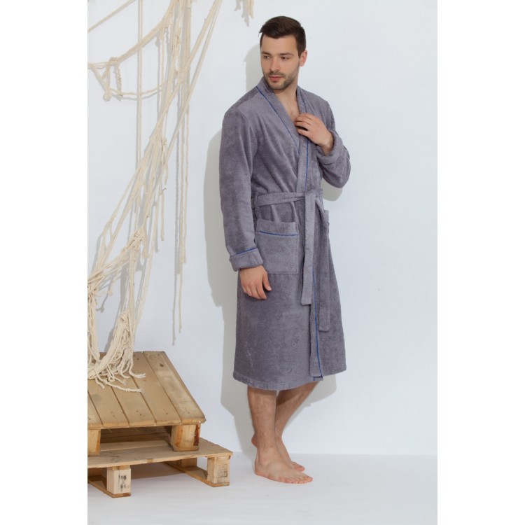 Мужской махровый халат из бамбука 405grey SEAMAN, Peche Monnaie 