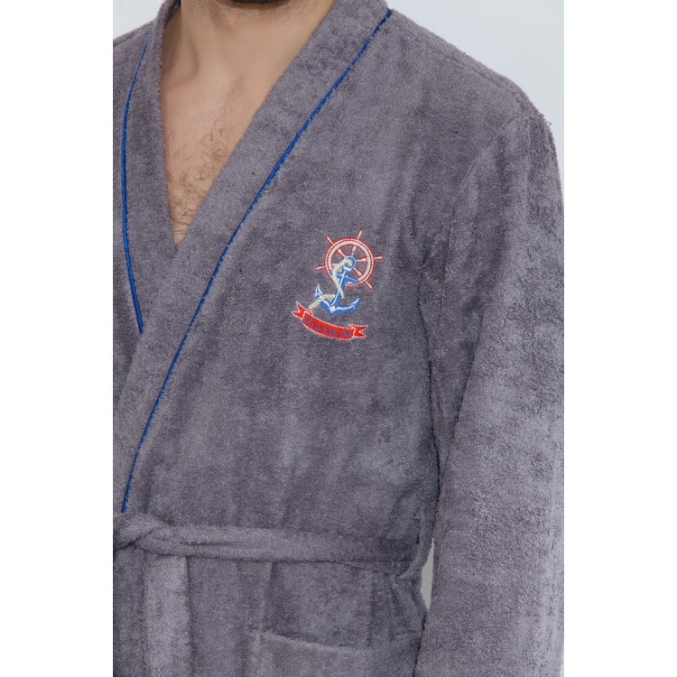 Мужской махровый халат из бамбука 405grey SEAMAN, Peche Monnaie 