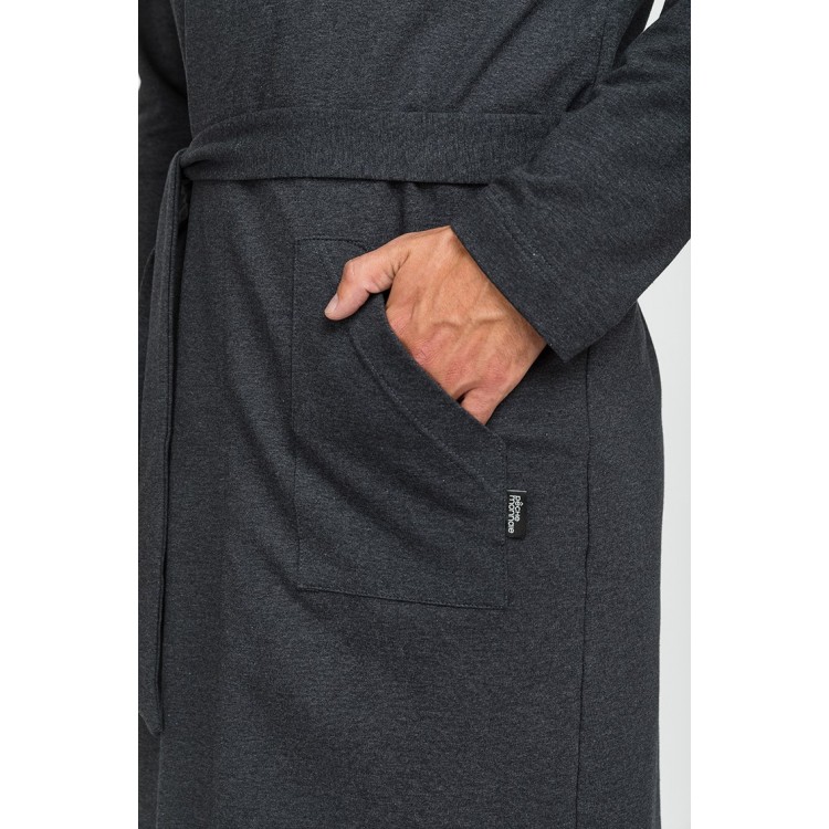 Мужской трикотажный халат с капюшоном 410-1 Sport's Idol anthracite, PECHE MONNAIE