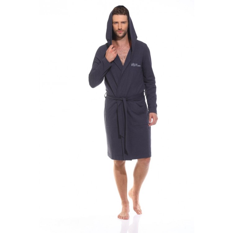 Мужской трикотажный халат с капюшоном 410-anthracite Idol, PECHE MONNAIE