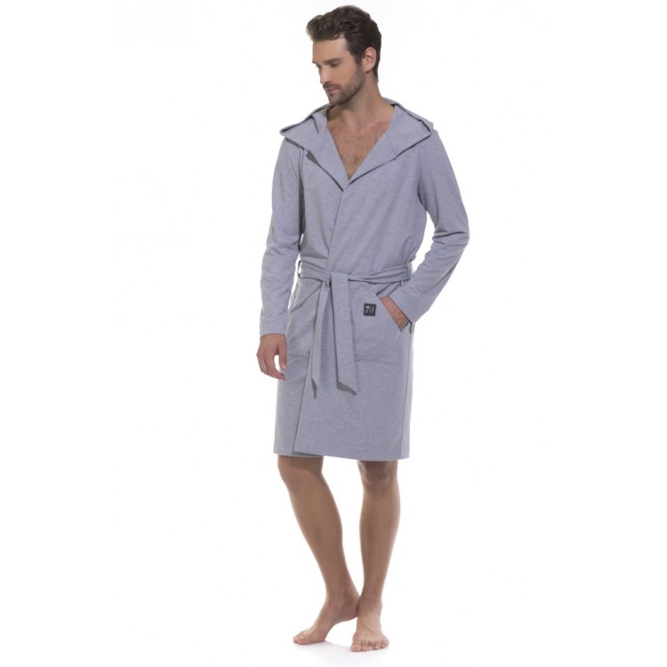 Мужской трикотажный халат с капюшоном 410-gray Idol, PECHE MONNAIE