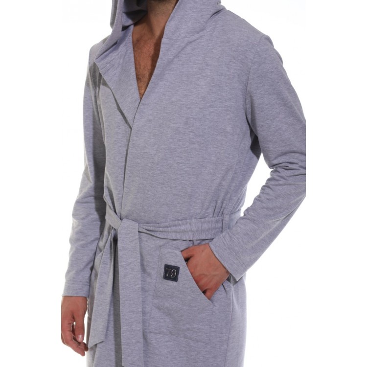 Мужской трикотажный халат с капюшоном 410-gray Idol, PECHE MONNAIE