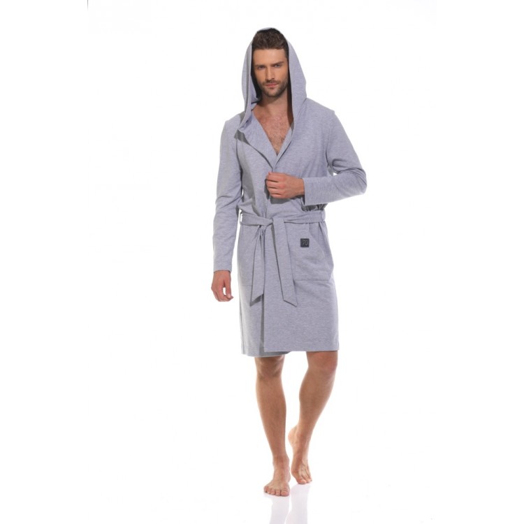 Мужской трикотажный халат с капюшоном 410-gray Idol, PECHE MONNAIE