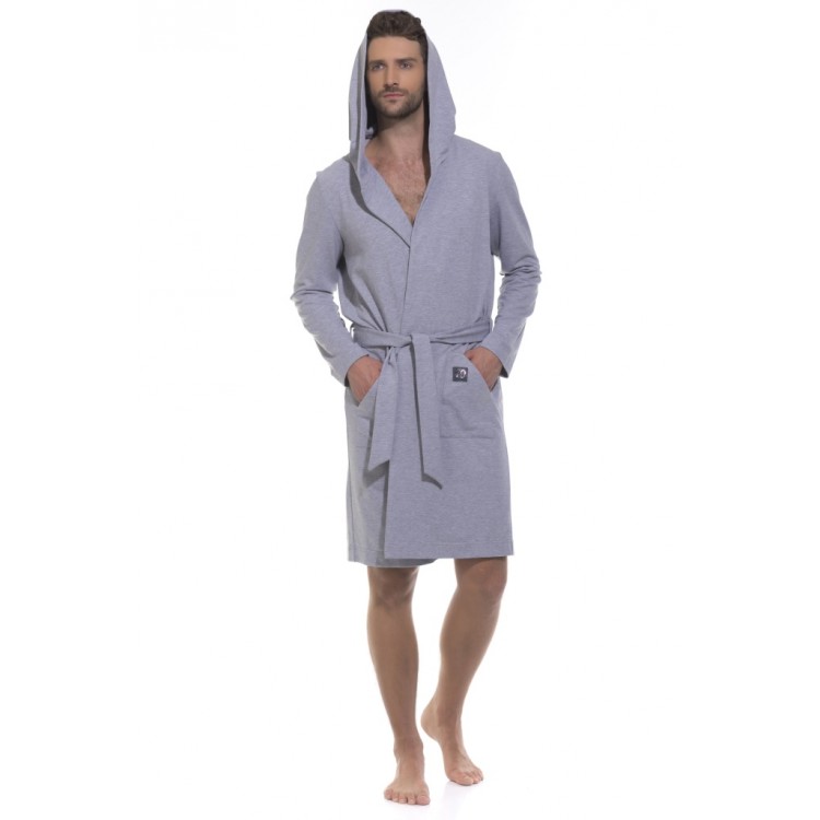 Мужской трикотажный халат с капюшоном 410-gray Idol, PECHE MONNAIE