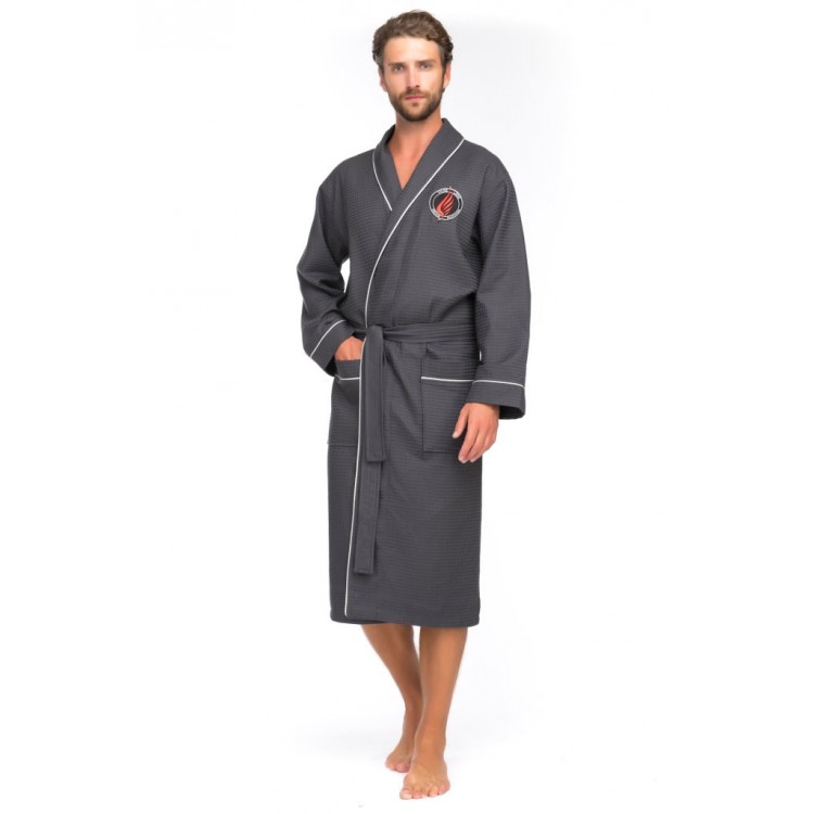 Мужской вафельный халат 415 Suprême gray, PÊCHE MONNAIE