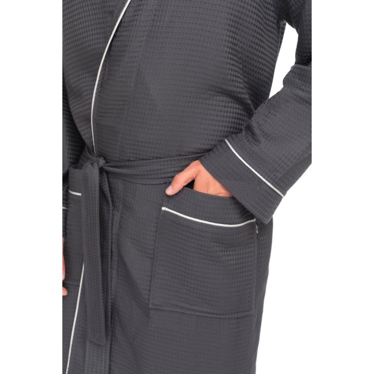 Мужской вафельный халат 415 Suprême gray, PÊCHE MONNAIE
