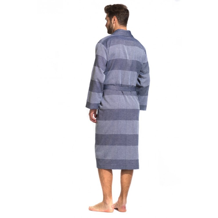 Мужской халат из органического хлопка 417 Pur Organique blue, PECHE MONNAIE