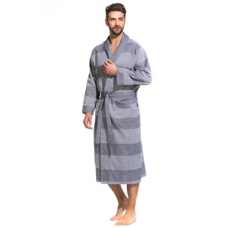 Мужской халат из органического хлопка 417 Pur Organique gray, PECHE MONNAIE
